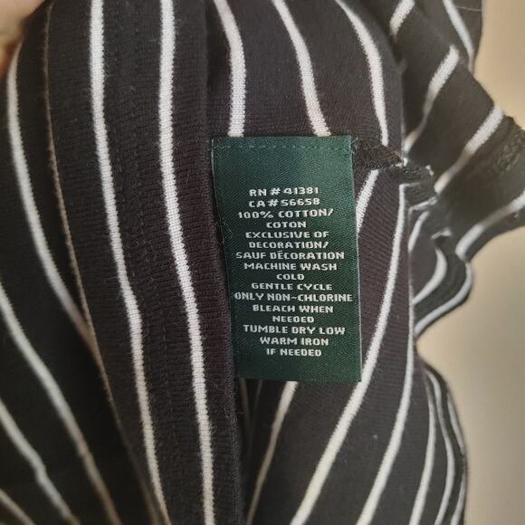 Lauren Ralph Lauren Green Label Size Large L White Black Striped Top Sweater - Picture 8 of 8